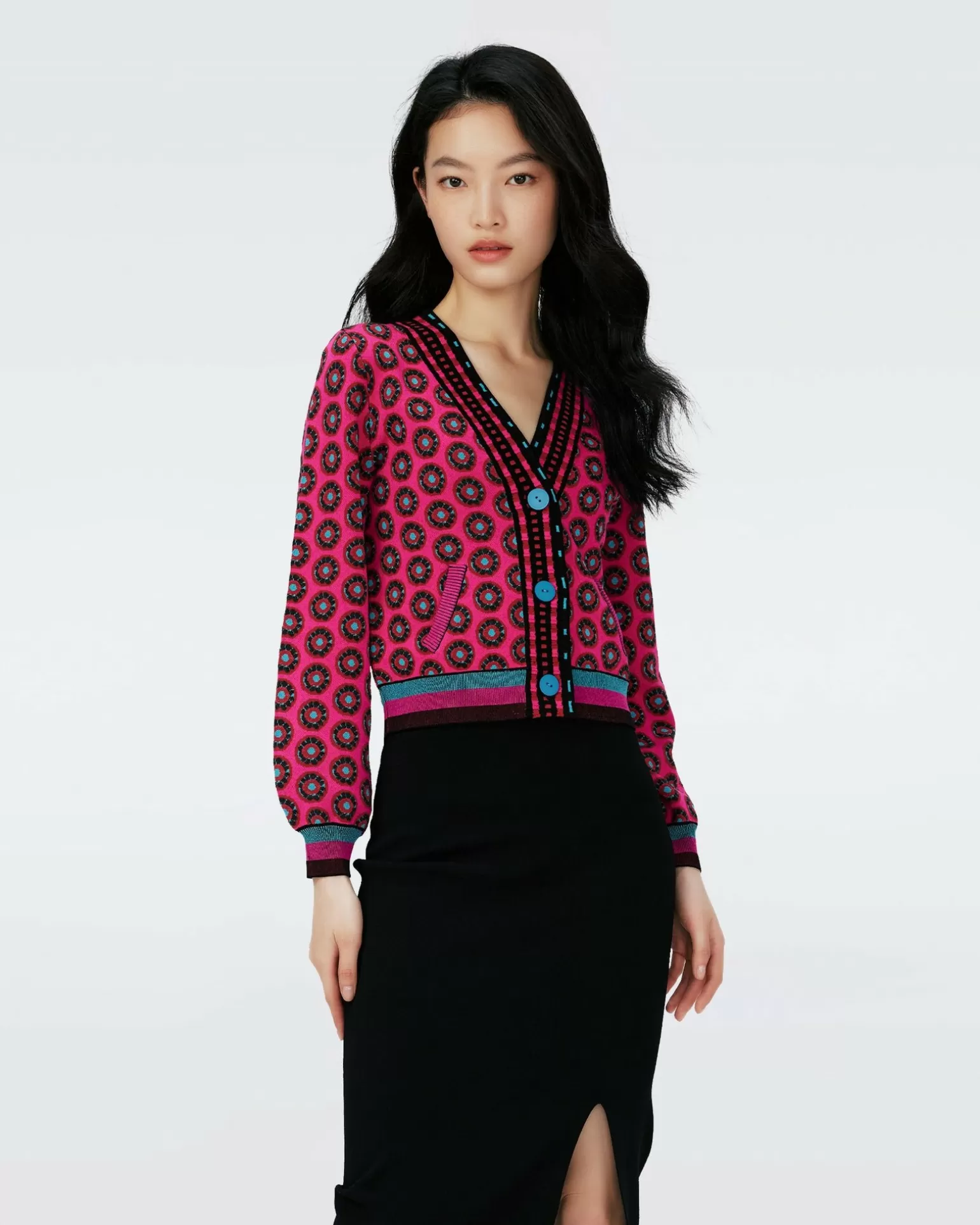 Dvf Bryant Cardigan In Flwer Tie Poison Pink^Diane von Furstenberg Online