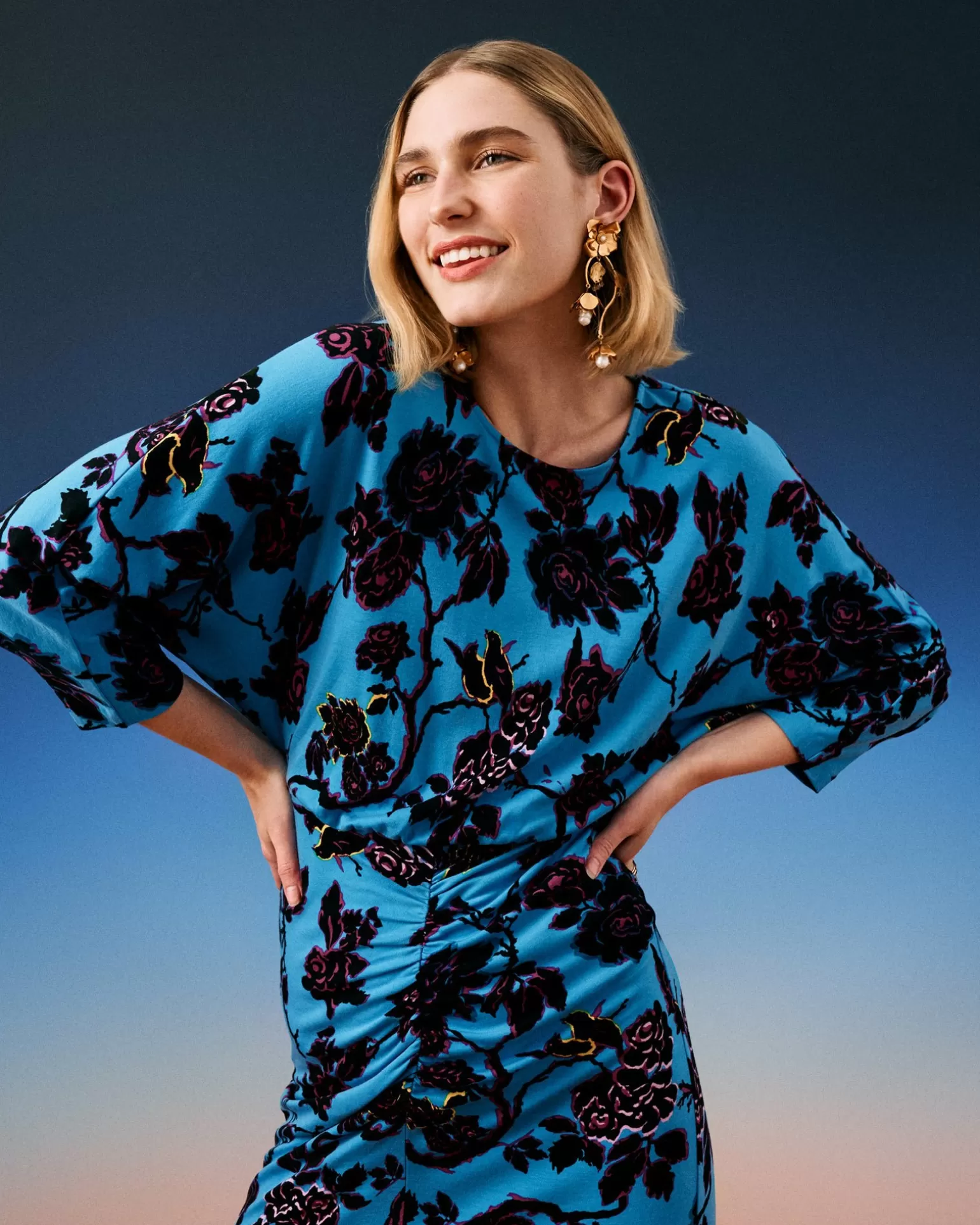 Dvf Chrisey Dress In China Vine Barrier Reef Lg^Diane von Furstenberg New