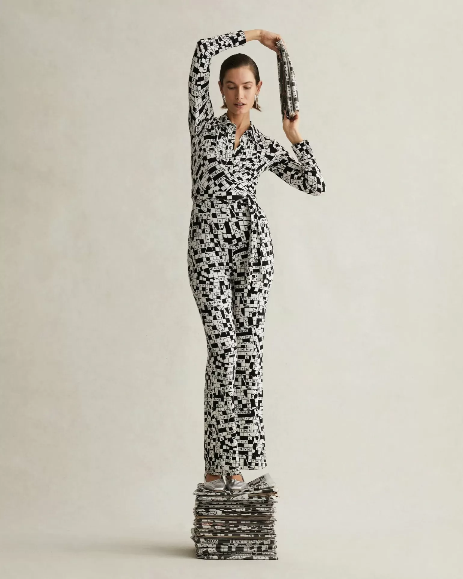 Michelle Jumpsuit In Tiny Dvf 50Th Crossword Ivory^Diane von Furstenberg Best Sale