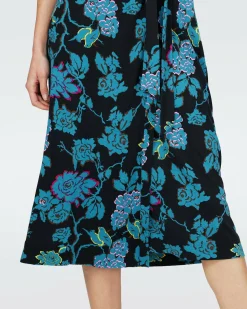 Dvf Abigail Midi Dress In China Vine Blk Med