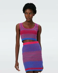 Dvf Arpita Top In Multicolor Zigzag Strip Pk/Bu