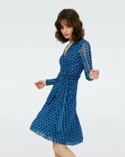Dvf Brenda Dress In Flower Tie Barrier Reef