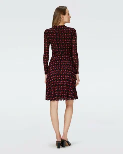 Dvf Brenda Dress In Heart Leaves Blk