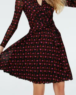 Dvf Brenda Dress In Heart Leaves Blk
