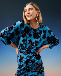 Dvf Chrisey Dress In China Vine Barrier Reef Lg