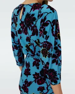 Dvf Chrisey Dress In China Vine Barrier Reef Lg