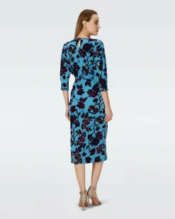 Dvf Chrisey Dress In China Vine Barrier Reef Lg