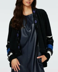 Dvf Ernest Cardigan In Stripe Blue