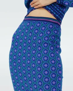 Dvf Gusta Skirt In Flower Tie Turquoise