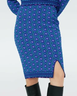 Dvf Gusta Skirt In Flower Tie Turquoise