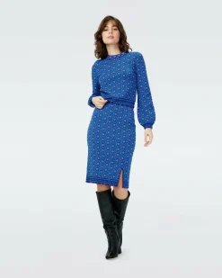 Dvf Gusta Skirt In Flower Tie Turquoise