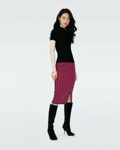 Dvf Gusta Skirt In Flwer Tie Poison Pink