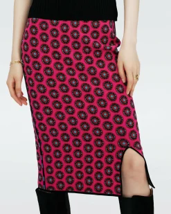 Dvf Gusta Skirt In Flwer Tie Poison Pink