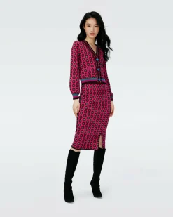 Dvf Gusta Skirt In Flwer Tie Poison Pink