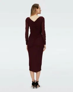 Dvf Gypsy Dress In Wine Pink