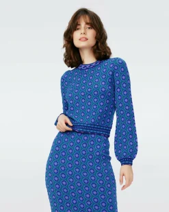 Dvf Iggy Top In Flower Tie Turquoise