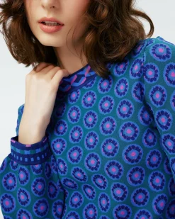 Dvf Iggy Top In Flower Tie Turquoise