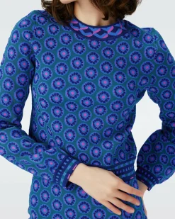 Dvf Iggy Top In Flower Tie Turquoise