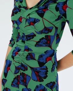 Dvf Jim Dress In Falling Gingko Venus Gn Med