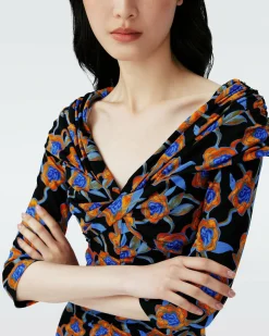 Dvf Jim Dress In Oracle Rose Sm Blk Coffee