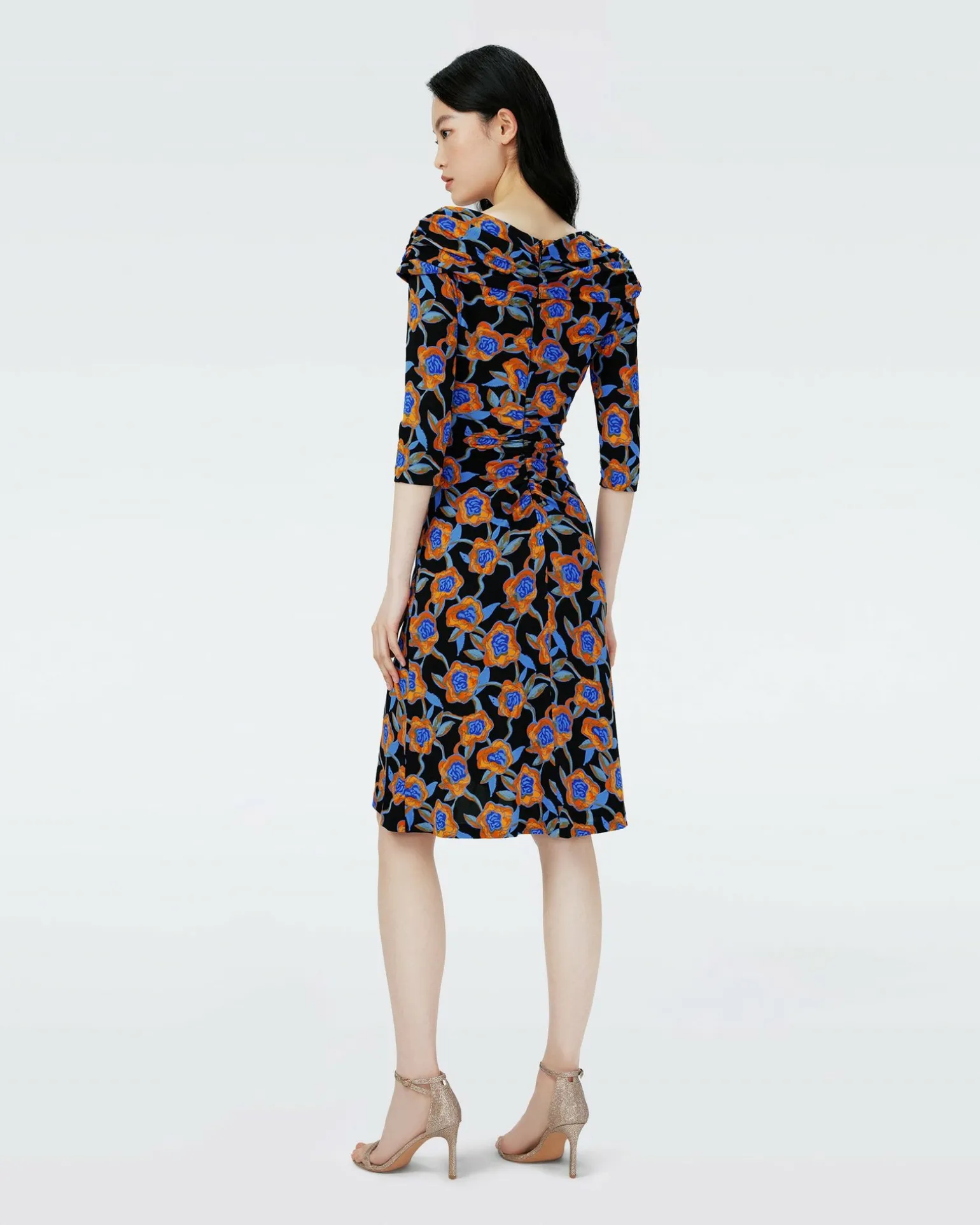 Dvf Jim Dress In Oracle Rose Sm Blk Coffee