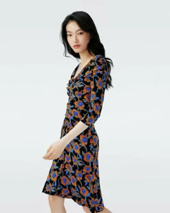 Dvf Jim Dress In Oracle Rose Sm Blk Coffee