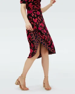 Dvf Koren Reversible Dress In Lantern Leaves Pk/Dia Cubes Pk