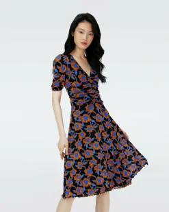 Dvf Koren Reversible Dress In Oracle R/Tarot Maze Blk Coffee