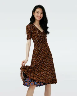Dvf Koren Reversible Dress In Oracle R/Tarot Maze Blk Coffee