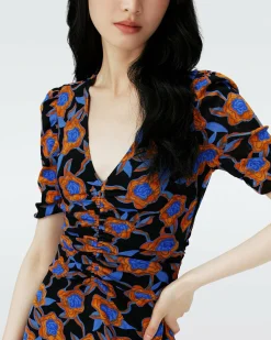 Dvf Koren Reversible Dress In Oracle R/Tarot Maze Blk Coffee