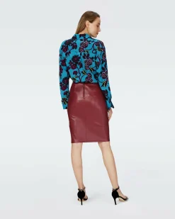 Dvf Takashi Skirt In Garnet Red