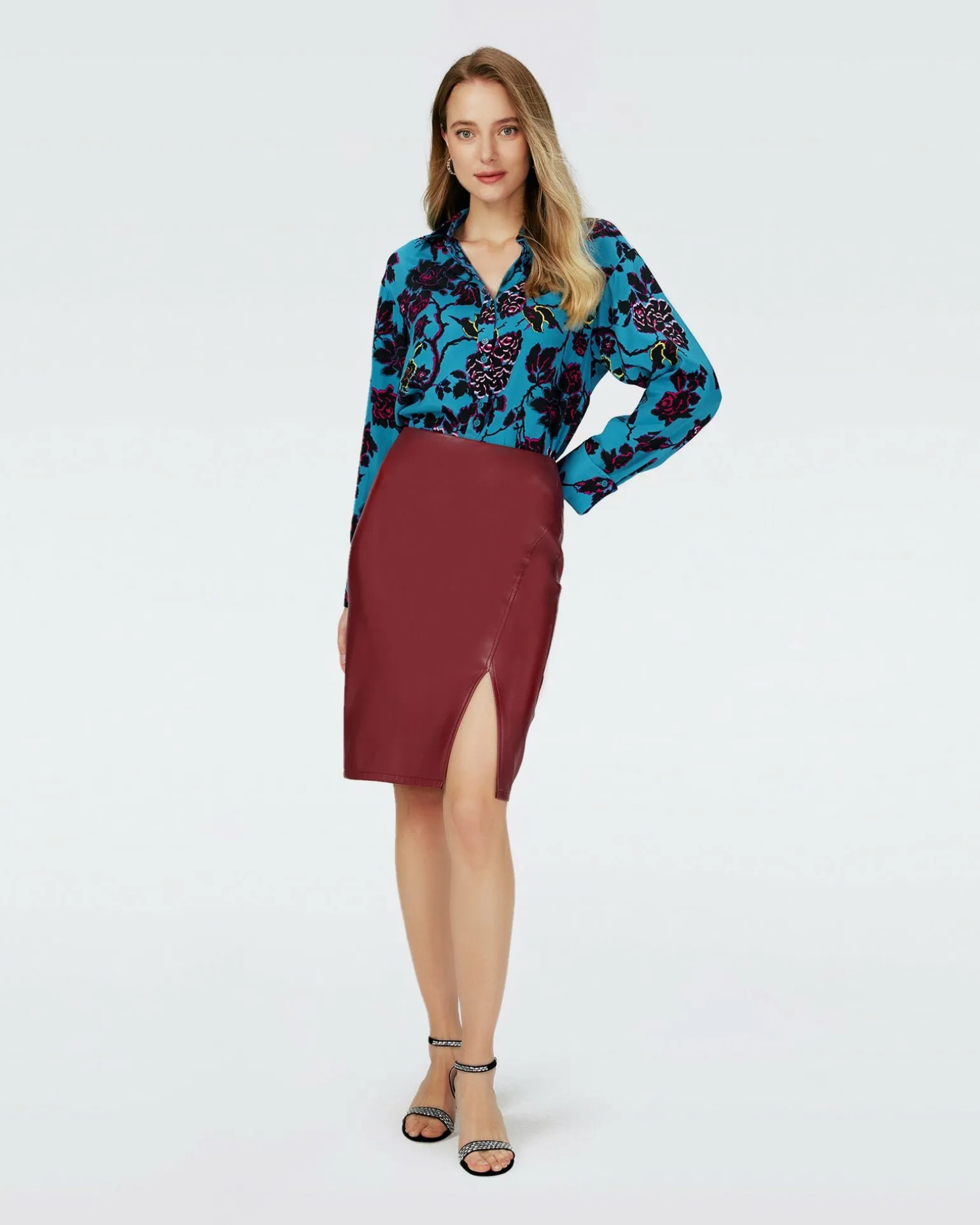 Dvf Takashi Skirt In Garnet Red