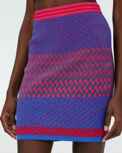 Dvf Viv Skirt In Multicolor Zigzag Strip Pk/Bu