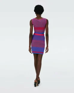 Dvf Viv Skirt In Multicolor Zigzag Strip Pk/Bu