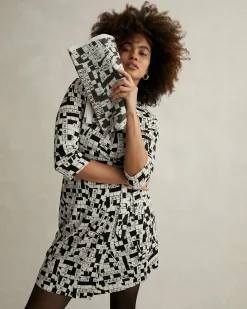 Julian Silk Jersey Wrap Dress In Tiny Dvf 50Th Crossword Ivory